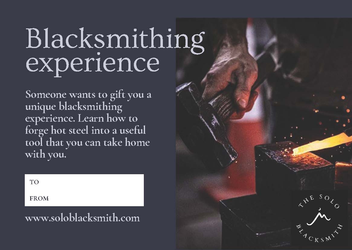 Blacksmithing class printable gift card